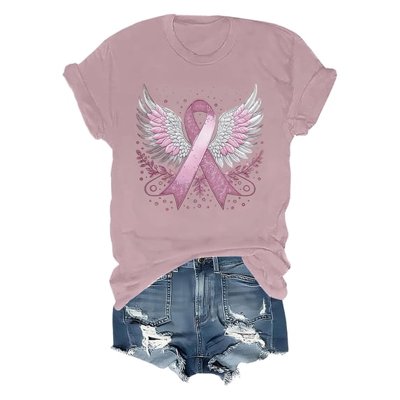 GZWYHT Pink Angel Wings Shirt,In October We Wear Pink Sweatshirt Support Survivor Breast Cancer Shirts For Women Sweatshirts Inspirational Tops Pink 3XL