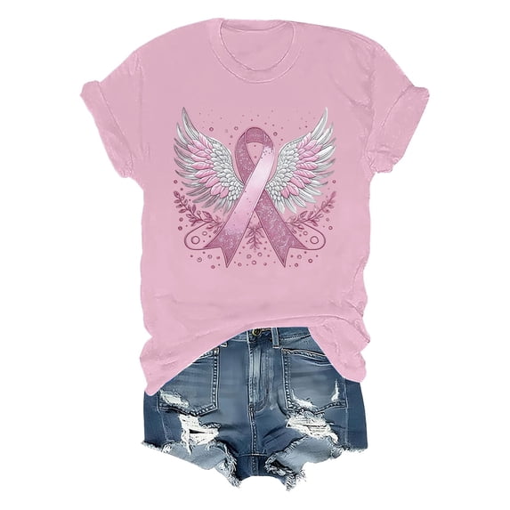GZWYHT Pink Angel Wings Shirt,In October We Wear Pink Sweatshirt Support Survivor Breast Cancer Shirts For Women Sweatshirts Inspirational Tops Pink 3XL