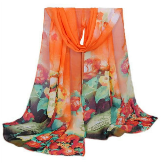 GZWYHT Scarves for Women Lightweight,Scarves Fashion Women Long Soft Wrap scarf Ladies Shawl Chiffon Scarf Scarves OR Neck Scarf,Clearance,Womens Scarves Orange