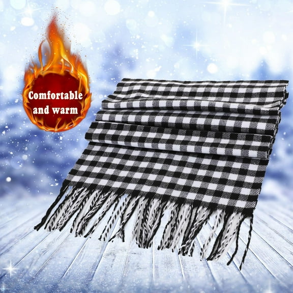 GZWYHT Scarves for Women Lightweight,Scarves Ladies Warm Long Shawl Colorful Scarf Casual Scarf Double Sided Lattice Large Neck Scarf,Clearance,Womens Scarves Black