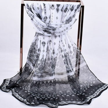 GZWYHT Scarves for Women Lightweight,Scarves Women Printed Soft Chiffon Shawl Wrap Wraps Scarf Scarves Neck Scarf,Clearance,Womens Scarves White