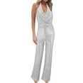 thumbnail image 1 of GZWYHT Sets for Women Jumpsuits for Women Summer New European And American Jumpsuit Lady'S Sleeveless Neck Sequin Pants Women Pants Romper Wedding Lounge Sets for Women Summer Sets for Women Silver S, 1 of 9