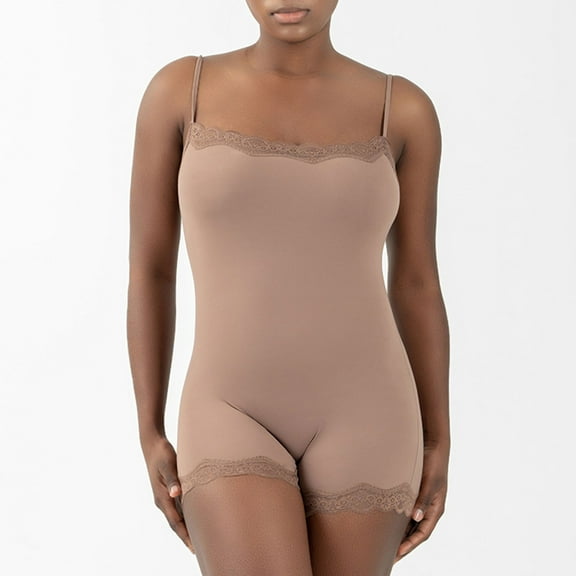 GZWYHT Sets for Women Jumpsuits for Women Women Lace Square Neck Bodysuit Sleeveless Tummy Leotard Bodysuit Going Out Tank Tops Basic Shirts Lounge Sets for Women Workout Sets for Women Khaki M