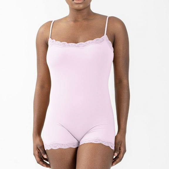 GZWYHT Sets for Women Jumpsuits for Women Women Lace Square Neck Bodysuit Sleeveless Tummy Leotard Bodysuit Going Out Tank Tops Basic Shirts Lounge Sets for Women Workout Sets for Women Pink S