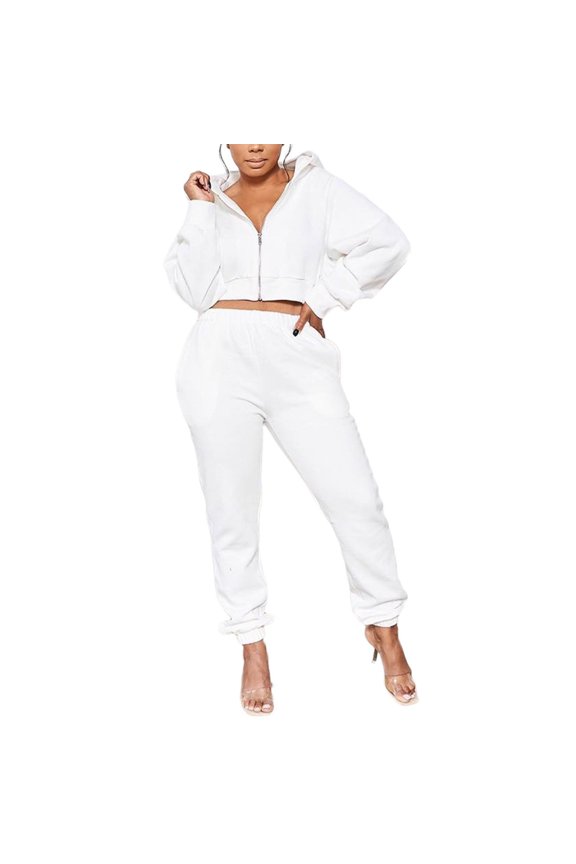 Sets for Women Long Sleeve Sets for Women Sweater Fashion Leisure Sports Two Sets Of Spring Women's Leisure Sports Trousers Set Lounge Sets for Women Track Suits for Women Set White XXL