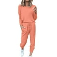 thumbnail image 1 of GZWYHT Sets for Women Lounge Sets for Women Women Solid Color Long Sleeve Loose Long Pants 2 Set 2 Piece Sets for Women Summer Sets for Women Watermelon Red M, 1 of 2