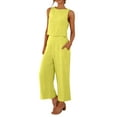 thumbnail image 1 of GZWYHT Sets for Women Lounge Sets for Women Women Suit Fashion Comfortable Vest And Long Pants Solid Color Top Set Suit 2 Piece Sets for Women Summer Sets for Women Yellow S, 1 of 8