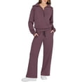 thumbnail image 1 of GZWYHT Sets for Women Lounge Sets for Women Women Two Outfits Sweatsuit Set Quarter Zip Sweatshirt Wide Leg Sweatpant Fall Set Tracksuit Two Piece Sets for Women Comfy Sets for Women Clothing Wine XL, 1 of 6
