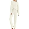 thumbnail image 1 of GZWYHT Sets for Women Lounge Sets for Women Womens Fuzzy Fleece Long Sleeve 2 Piece Loungewear Outfits Sweater Pants Pajama Sets Two Piece Sets for Women Womens Pajama Sets White XS, 1 of 8