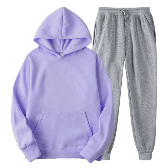 GZWYHT Sets for Women Lounge Sets for Women Women With Pants Hoodie Plus Leisure Winter Fleece Hooded Plush Women Suits Two Piece Sets for Women Comfy Sets for Women Clothing Purple 3XL