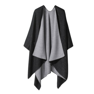 GZWYHT Shawl Wraps,Shawl Autumn Winter Imitation Solid Colored Cloak With Warm Shawl On Top Scarves for Women Lightweight,Clearance,Shawls And Wraps Black