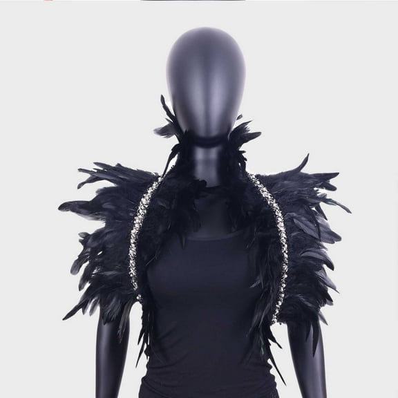 GZWYHT Shawl Wraps,Shawl Feather Pearl Decorative Shawl Festival Party Costume Accessories For Masquerade Show Scarves for Women Lightweight,Clearance,Shawls And Wraps Black