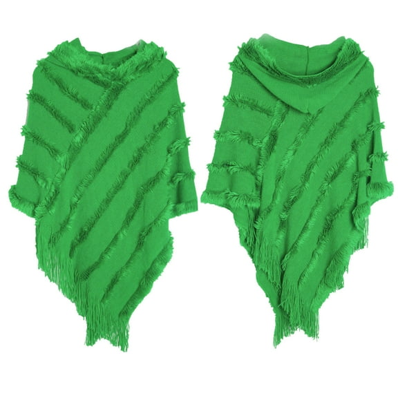 GZWYHT Shawl Wraps,Shawl Women Solid Poncho With Tassels Knitted Shawl Scarf Fringed Wrap Sweater Pullover Cape Gifts For Women Scarves for Women Lightweight,Clearance,Shawls And Wraps Green