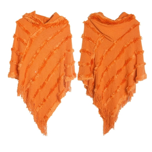 GZWYHT Shawl Wraps,Shawl Women Solid Poncho With Tassels Knitted Shawl Scarf Fringed Wrap Sweater Pullover Cape Gifts For Women Scarves for Women Lightweight,Clearance,Shawls And Wraps Orange