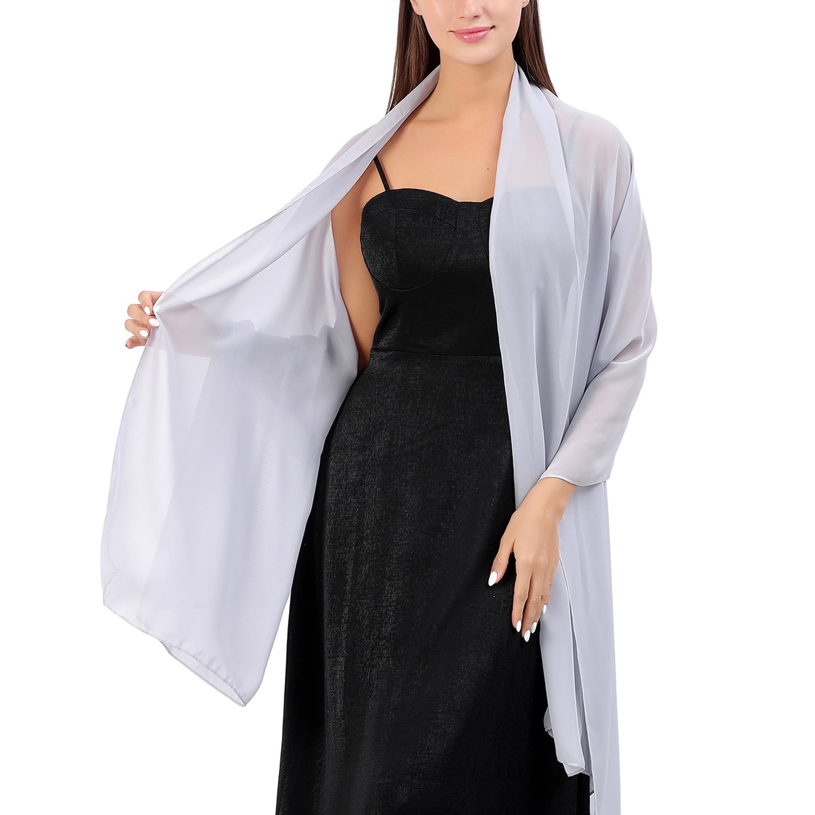 GZWYHT Shawl Wraps Shawl Women Stole Shawl Silk Scarf Wrap Pashmina For Wedding Evening Party Ceremonies Scarves for Women Lightweight Clearance Shawls And Wraps Grey Walmart