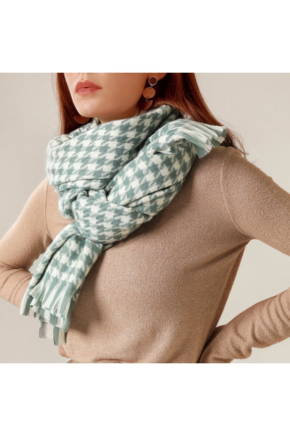 Shawl Wraps,Shawl Women's Fashion Winter Warm Soft Casual Tassel Houndstooth Printing Muffler Scarves for Women Lightweight,Clearance,Shawls And Wraps Green