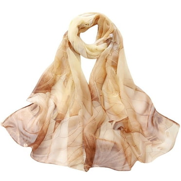 GZWYHT Shawl Wraps,Silk Scarf Fashion Women Lotus Printing Long Soft Wrap Scarf Ladies Shawl Scarves Shawl,Scarves for Women Lightweight,Shawls And Wraps Khaki