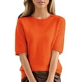 thumbnail image 1 of GZWYHT Short Sleeve Knit Tops For Women，Womens Short Sleeve Sweater Tops Basic Clothes Blouses For Women Dressy Casual Spring Tops For Women Blouses For Women Gold L, 1 of 9