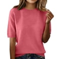 thumbnail image 1 of GZWYHT Short Sleeve Sweater for Women Pullover Sweaters Work Tops Women's Tops, Tees & Blouses Womens Summer Tops Sweater Shirt Knit Top Business Casual Tops Travel Outfits Crochet Tops Pink L, 1 of 4