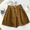 thumbnail image 1 of GZWYHT Shorts for Women Lounge Pants Women High Waist All Corduroy Straight Leg Shorts Ladies Casual High Waist All Corduroy Straight Leg Shorts Comfy Pants Women Flowy Shorts for Women Khaki M, 1 of 5