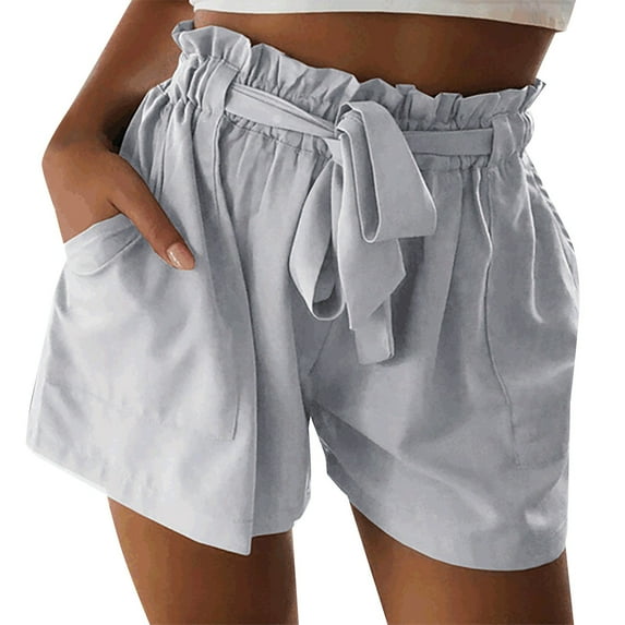 GZWYHT Shorts for Women Summer Shorts for Women Organic Cotton Stretch Drawstring Short, Womens SweatShorts, Walking Shorts Lounge Shorts Women Flowy Pants Grey M
