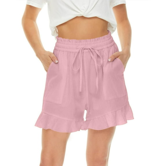 GZWYHT Shorts for Women Summer Shorts for Women Women's Wide Leg Shorts Lightweight High Waisted Adjustable Tie Knot Loose Summer Cute Trousers Lounge Shorts Women Flowy Pants Red L