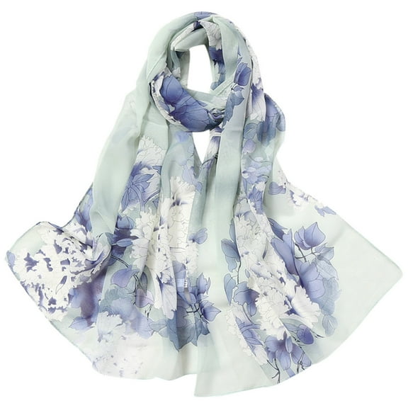 GZWYHT Silk Scarf,Scarves for Women Lightweight Fashion Women Flower Print Long Soft Wrap Scarf Simulation Silk Shawl Scarves Neck Scarf,Clearance,Womens Scarves Light green