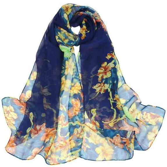 GZWYHT Silk Scarf,Scarves for Women Lightweight Women New Scarf Flower Pattern Scarf Square Scarf Long And Light Silky Scarf Neck Scarf,Clearance,Womens Scarves Navy