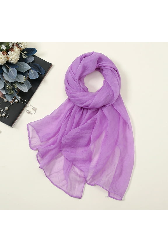 Silk Scarf,Scarves for Women Lightweight Women Summer Casual Colorful Multicolor Solid Color Chiffon Thin Regular Silk Scarf Sunscreen Scarf Neck Scarf,Clearance,Womens Scarves Purple