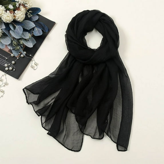 GZWYHT Silk Scarf,Scarves for Women Lightweight Women Summer Casual Colorful Multicolor Solid Color Chiffon Thin Regular Silk Scarf Sunscreen Scarf Neck Scarf,Clearance,Womens Scarves Black