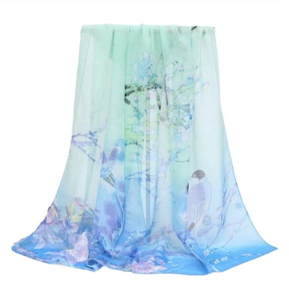 GZWYHT Silk Scarf,Scarves for Women Lightweight Bird Woman Chiffon Long Silk Scarf Small Scarf Scarf Neck Scarf,Clearance,Womens Scarves Green