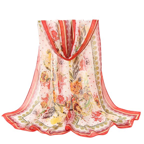 GZWYHT Silk Scarf,Scarves for Women Lightweight Fashion Women Flowers Printing Long Soft Wrap Scarf Shawl Scarf Neck Scarf,Clearance,Womens Scarves J