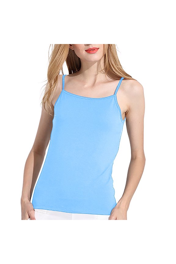Silk Tops For Women,Form Fitting Scoop Neck Undershirts For Women Sleeveless Camisole Summer Seamless Tank Tops For Women Camisole Tops For Women Blue L
