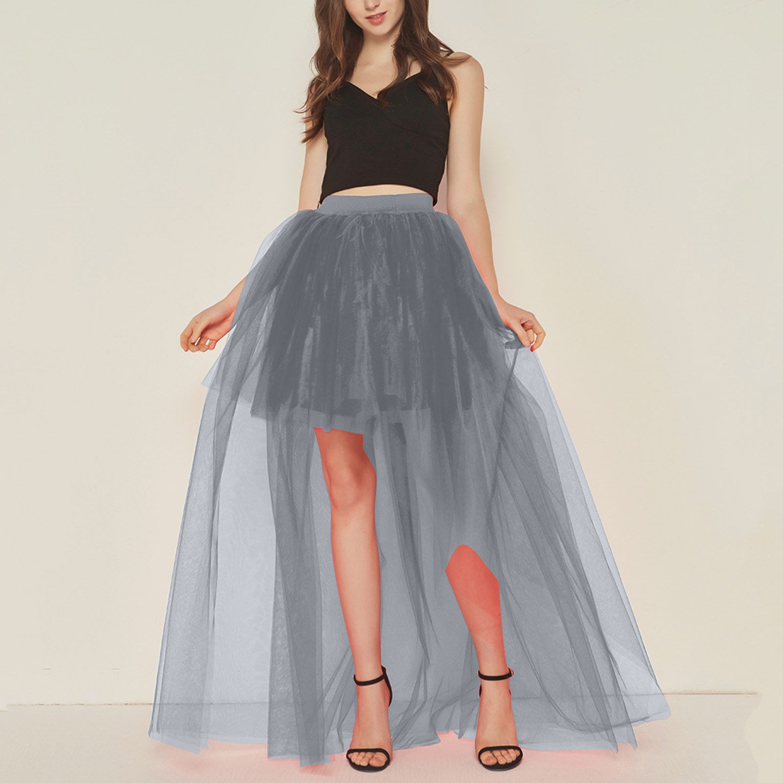 Gray mesh skirt cheap