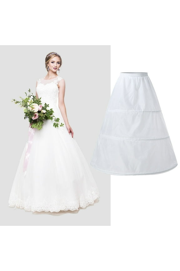 Skirts for Women,Maxi Skirt Womens 3 Hoop A Line Floor Length Wedding Ball Gown Petticoat Underskirt Long Skirts,Pleated Skirts,White Dress,Summer Skirts One Size