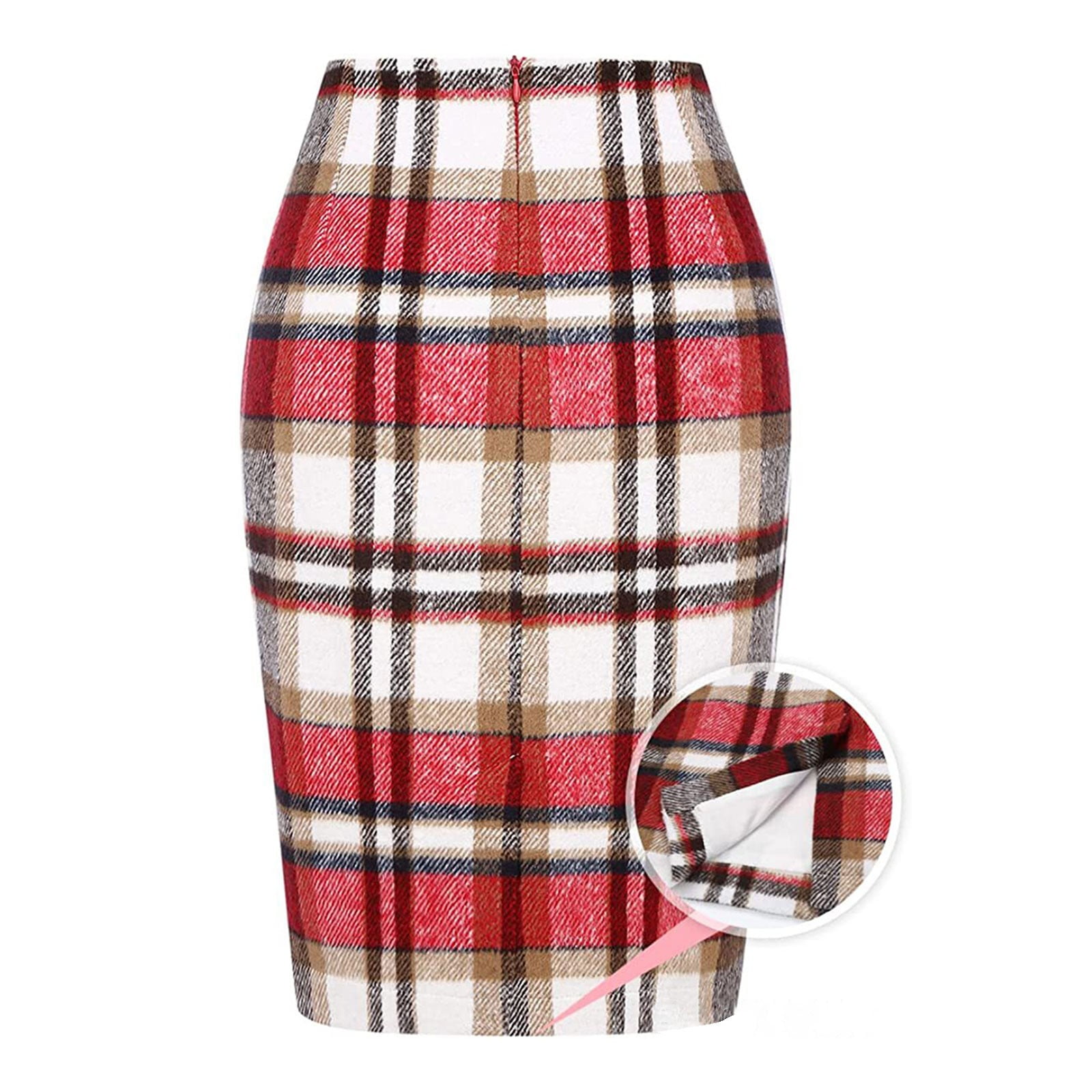 Gzwyht Skirts For Womenmidi Skirt Pencil Plaid Skirts For Women Fall Winter High Waisted 2319