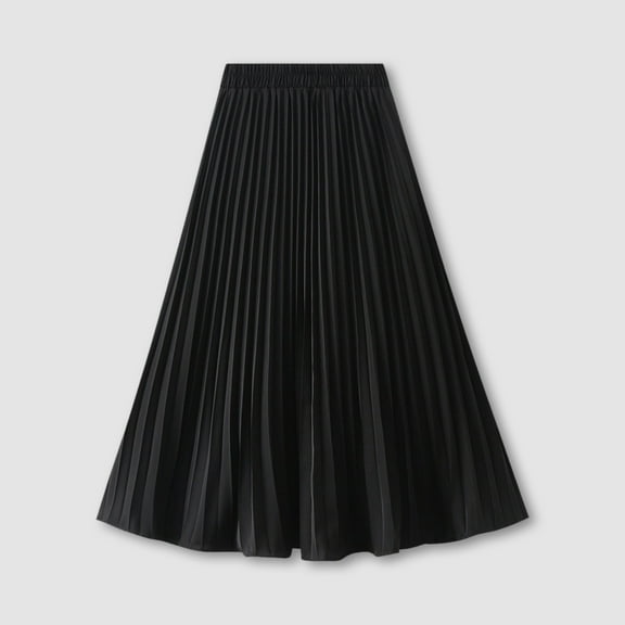 GZWYHT Skirts for Women,Midi Skirt Women's Pleated Skirt Spring And Summer Elastic Waist Slim Long A Line Skirt Pleated Skirts,Summer Skirts,Black Dress,A Line Skirt One Size