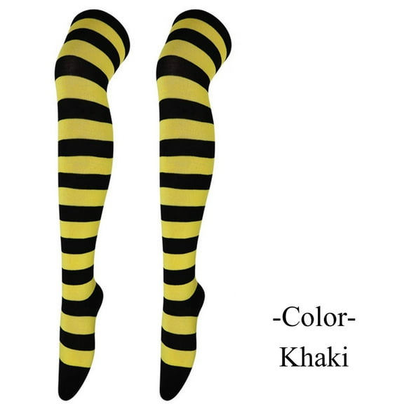 GZWYHT Socks for Women Stockings for Women 1 Pair High Long Stockings For Womens Over Knee Socks Party Socks Knee High Long Striped Stocking Socks Cute Socks Slouch Socks Khaki One Size