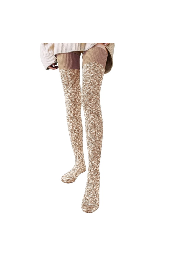 Socks for Women Stockings for Women Women Thigh High Cotton Knitted Winter Boot Sock Vintage Warm Extra Long Leg Warmer Over the Knee High Stocking Cotton Socks Cute Socks Khaki One Size