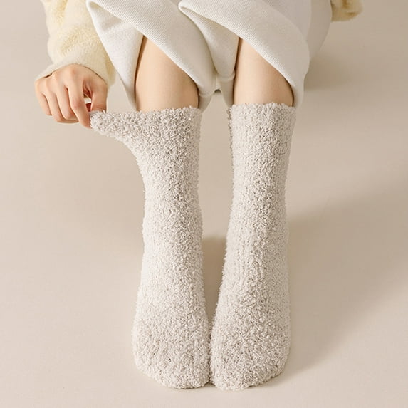 GZWYHT Socks for Women Crew Socks Warm Christmas Fashion Windproof Printing Mid Tube Socks Long Tube Cotton Fuzzy Socks Cute Socks Beige One Size