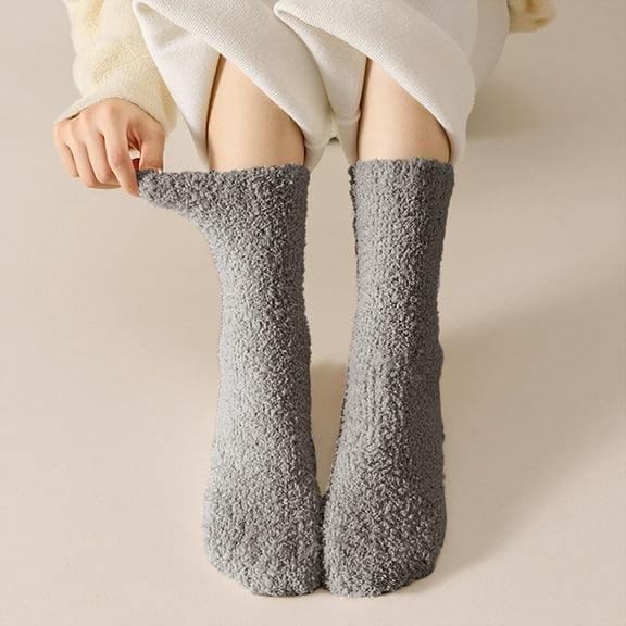 GZWYHT Socks for Women Crew Socks Warm Christmas Fashion Windproof Printing Mid Tube Socks Long Tube Cotton Fuzzy Socks Cute Socks Grey One Size