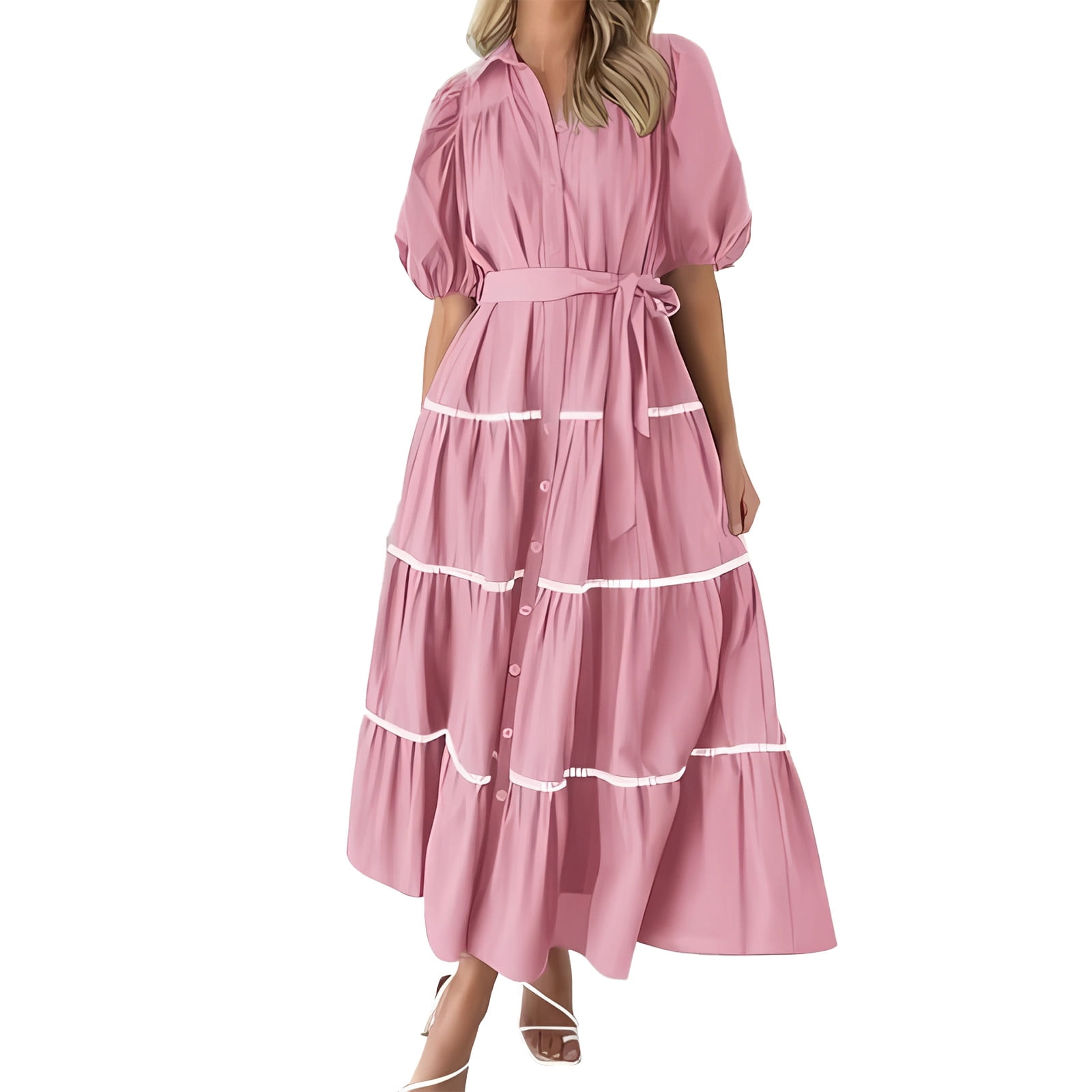 GZWYHT Summer Dresses,Dresses for Women 2024 Women's Summer Button Down