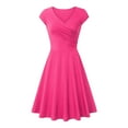 thumbnail image 1 of GZWYHT Summer Dresses,Dresses for Women 2025 Basic Outdoor Home Short Sleeve Slim T Shirt Dress Tee Dress Swing Dress Plain Ruched Mini Dress Midi Dresses,Casual Dresses,Hot Pink Dress,Tshirt Dress L, 1 of 2