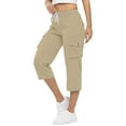 thumbnail image 1 of GZWYHT Summer Pants,High Waisted Pants,Hiking Pants Outdoor Pants /4 Summer Pants Capri Cargo Pants Lightweight Stretch Hiking Pants Overalls,Pants for Women,Palazzo Pants,Sweatpants Women,Khaki,S, 1 of 9