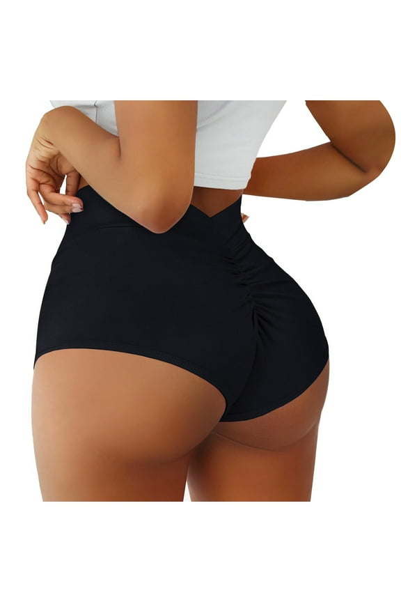 Sweatpants Women Shorts for Women Scrunch Booty Shorts For Women V Back High Waisted Yoga Shorts Cut Out Bottoms Butt Lifting Short Hot Pants 4.6 Running Shorts Tights for Women Black XL