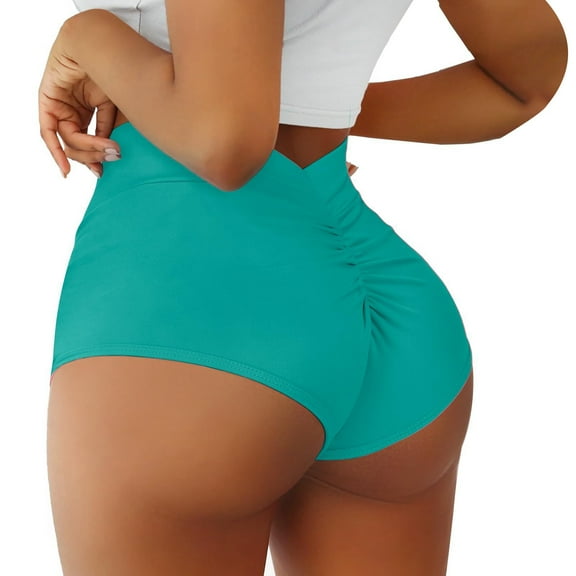 GZWYHT Sweatpants Women Shorts for Women Scrunch Booty Shorts For Women V Back High Waisted Yoga Shorts Cut Out Bottoms Butt Lifting Short Hot Pants 4.6 Running Shorts Tights for Women Mint Green M