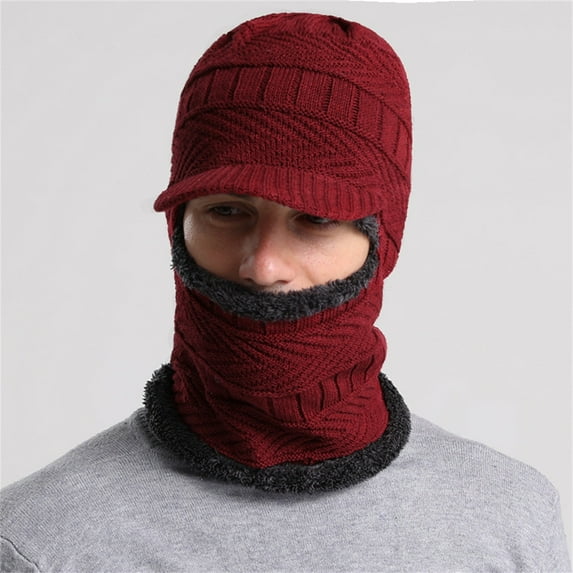 GZWYHT Trapper Hats,Winter Hats Men And Women Winter Ear Cold Plush Neck Thickened Knitted Hat Beanies Hats,Hat for Cold Weather Red
