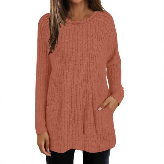 GZWYHT Tunic Sweaters for Women Tunics for Leggings Loose Fitted Fall Clothes Loose Fit Tunic Tops Fall Fashion Tops Pullover Sweaters Women's Winter Clothing Orange S