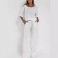 thumbnail image 1 of GZWYHT Two Piece Sets for Women Lounge Sets for Women Women's Casual And Fashionable Pants Beach Set Top Cotton And Linen Two Piece Set Two Piece Sets for Women Summer Sets for Women White L, 1 of 6