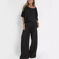 thumbnail image 1 of GZWYHT Two Piece Sets for Women Lounge Sets for Women Women's Casual And Fashionable Pants Beach Set Top Cotton And Linen Two Piece Set Two Piece Sets for Women Summer Sets for Women Black L, 1 of 6